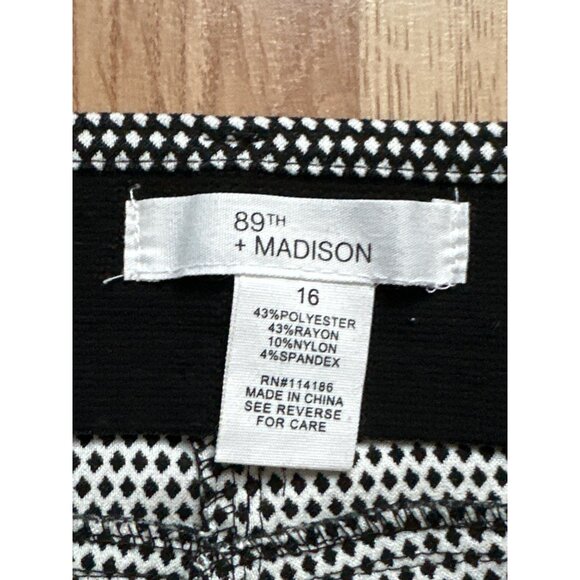 89TH + Madison Black White Small Diamond Print Pants Straight Leg Plus Size 16 - Picture 6 of 8